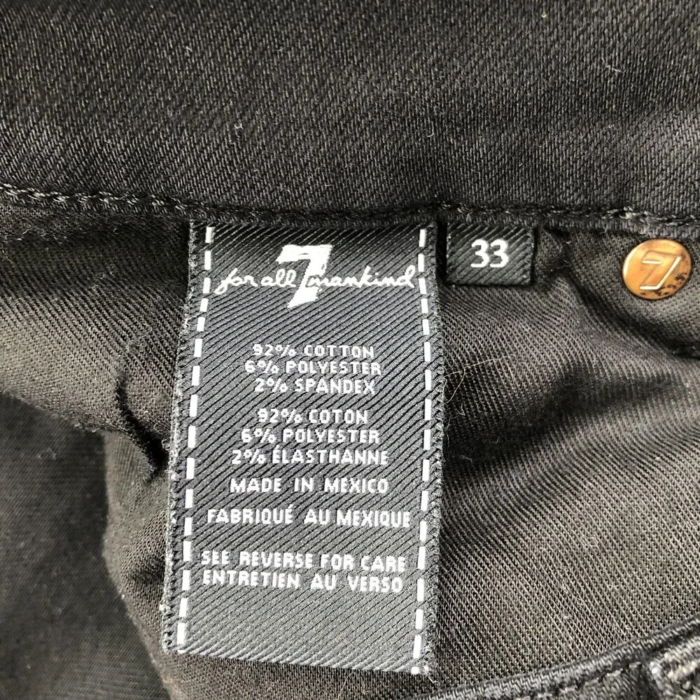 7 For All Mankind Jeans Mens 33x30 Black Dark Wash Regular Straight Denim Luxe